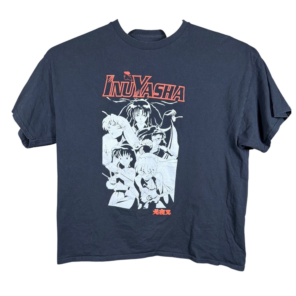Inuyasha T-Shirt Mens 2XL 2009 Anime Graphic Black Short Sleeve